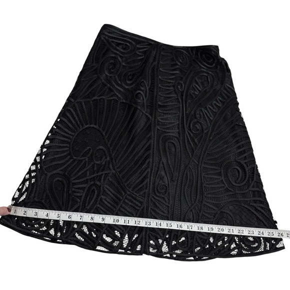 Lafayette 148 Witchy Black Skirt Size 12P 100% Silk Lace Embroidered Whimsigoth - Picture 8 of 11